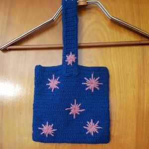 Blue and Pink Crochet Handmade Handbag